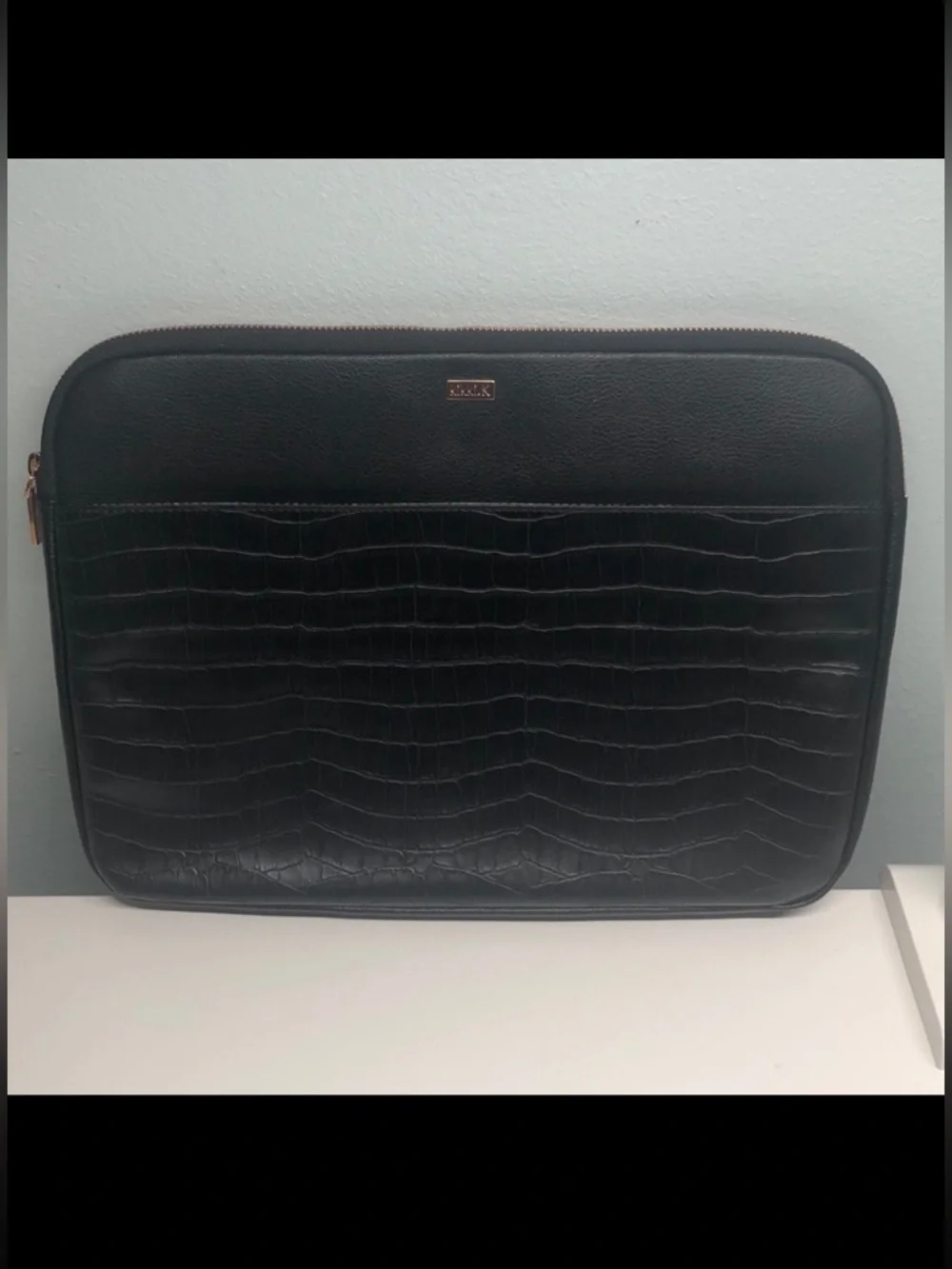 Kikki.K 13” Black Croc Leather Laptop Case